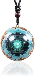 Day Day Up Brass Orgone Crystal Necklace with Rope Chain - Emotional Balance Healing Pendant for Women Featuring Natural Turquoise