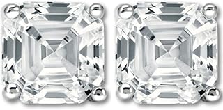 3.32Ct Asscher Cut Diamond Studs 14k White Gold Lab Grown Earrings