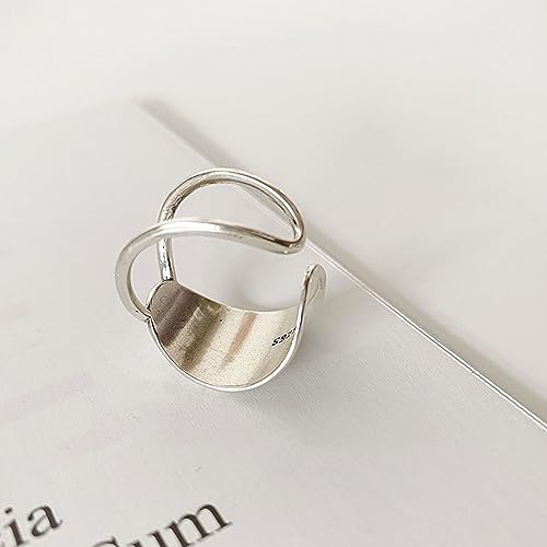 Handmade Rings 925 Sterling Silver Band Ring Adjustable Open Knuckle Rings Thumb Ring Statement Rings for Women Minimalist Jewelry