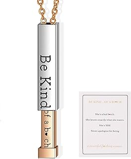 Stylish 'Be Kind of A B' Stainless Steel Necklace with Cable Chain – Humorous Hidden Message Charm Pendant for Women - Ideal Birthday or Sorority Gift 2024