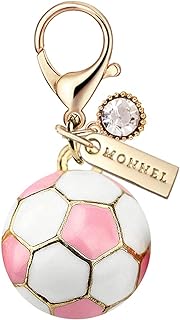 Lobster Clasp Soccer Bracelet Charm for Women and Girls in White & Pink - MONNEL MC289 Little 3D Design with Velvet Bag (Single Piece, Origin: China)