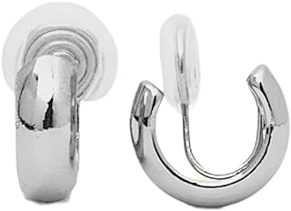 Silver Hoop Clip On Earrings No Piercing Fake Chunky Stylish Minimalist Adjustable Comfortable Hypoallergenic Clip On Earrings for Women Teen Girls Unisex Gift