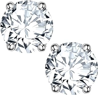 Ursilver Mothers Day Gifts for Women Girls - 0.8 CT S925 Sterling Silver Genuine or Created Round Birthstone Earrings 12 Months Birthstone Stud Earrings Mothers Day Gifts for Women Girls Jewelry