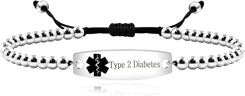 Uloveido Women's Stainless Steel Bead Chain Medical Alert Bracelet with Lobster Claw Clasp, Engraved Epilepsy ID for Emergency Aid - Adjustable Wristband Identification Accessory Y4301