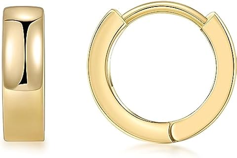 Gacimy Gold Huggie Earrings for Women 14K Real Gold Plated, 4mm Thick Small Gold Hoop Earrings Cartilage Ear Cuff for Women