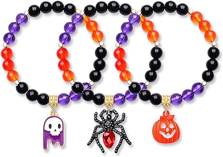 Crystal Ghost Bead Bracelet with Spring Ring Clasp for Girls Halloween-Themed Design