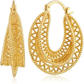 Gold Hollow-Out Chunky Hoop Earrings Vintage Filigree Hoop Earrings Wide Hoop Earrings for Women Jewelry Gifts