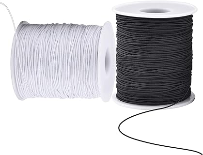 ChunLiou Premium Quality Beading Elastic Cord for Bracelets in Durable Nylon-Rubber Blend Ideal for Jewelry Crafts, Necklaces, and Beading, for DIY Enthusiasts, Classic Black + White Design
