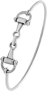 Snaffle Bit Hook Clasp Stainless Steel Bangle for Women with Horse Charm Design, Perfect Gift for Special Occasions