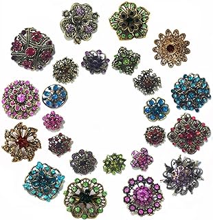 ZINSBEDI 24pcs Lot Rhinestone Crystal Flower Brooches Pin Set
