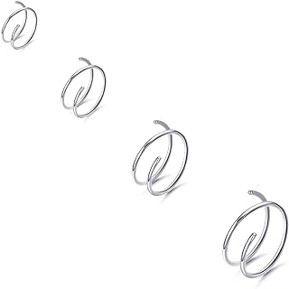 Durable G23 Titanium Double Hoop Nose Rings Set – Lightweight, Hypoallergenic Twist Design for Affordable Women's Fashion – Variation in Sizes for Perfect Fit