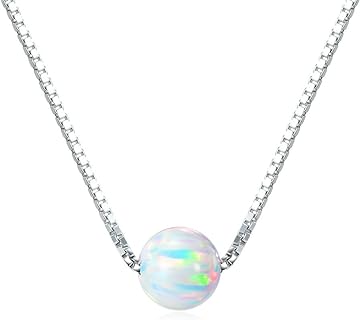 Sterling Silver 6mm Created Opal Choker Necklace - Choose Yellow Gold, Rose Gold, or Rhodium Finish