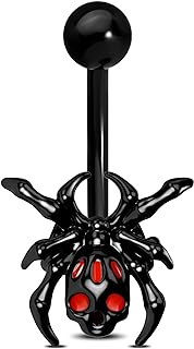 Jewseen 14G Halloween Belly Button Rings Spider Belly Rings Stainless Steel Navel Rings Skull Belly Button Piercing for Women Men Body Piercing Jewelry