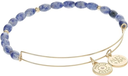 Alex and Ani AA772423SG,Sodalite Beaded Expandable Bangle Bracelet,Shiny Gold,Blue, Bracelets