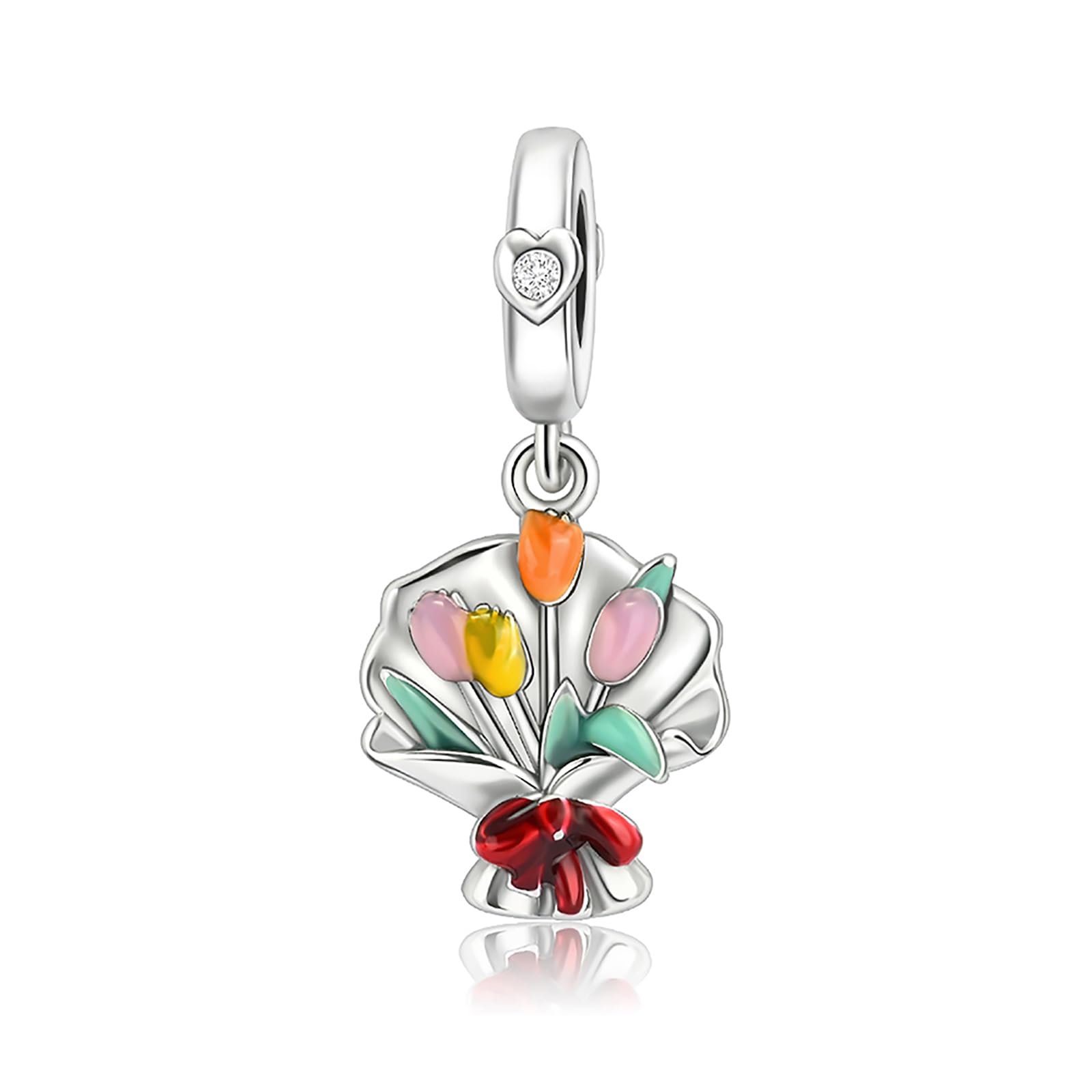 Valentine's Day Sterling Silver Charm Bracelet with Cubic Zirconia for Women - Featuring Flower, Rabbit, Egg, Grad Hat, Sunflower & Butterfly Designs