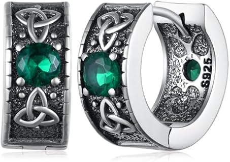 Hinged Hoop Celtic Knot Earrings in 925 Sterling Silver with Cubic Zirconia - Unisex Design for Women and Men
