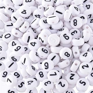 Yc Deluxe DIY Jewelry Creation Kit - 500 Durable White Acrylic 7mm Number Beads for Personalized Bracelet Designs - Perfect Gift for Craft Lovers