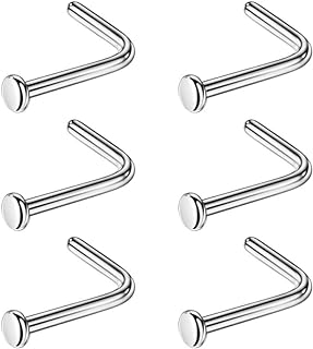 FANSING 316L Surgical Steel Flat Disc Nose Studs L Shaped