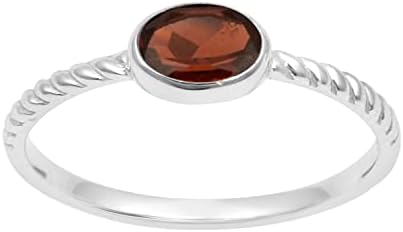 925 Sterling Silver Oval 0.35 Ctw Natural Gemstone Beaded Shank Stackable Women Wedding Ring