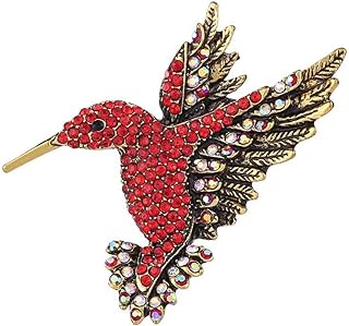 Charming Vintage Hummingbird Brooch with Pin Clasp and Cubic Zirconia Gems in Unique Design