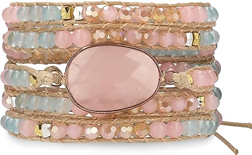 Bracelet for Women – Handmade Vegan Boho Natural Stone Layered Bracelet, Thailand Bohemian Stackable Beaded Wrap Bracelets, Summer Hippie Bracelet Stack, Teen Girls Fashion Jewelry Gifts