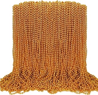 EOBOH 100PCS Vibrant Orange Mardi Gras Beads Necklace, 33" Inch Durable Metal-Colored Plastic Chain, Ideal for Festive Parade & Party Favors