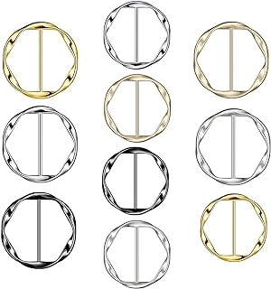 10pcs Elegant Silk Scarf Ring Buckle Clips for Women - Gold & Silver, Zinc Alloy, Waist Cinching Design - Versatile Clothing Accent and Gift