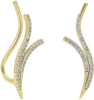 Dazzlingrock Collection 0.20 Carat (ctw) Round White Diamond Crawler Climber Earrings for Women in 14K Gold