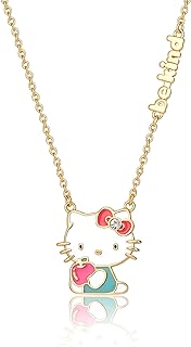 Hello Kitty Necklace for Women 18", 18k Gold Flash-Plated Be Kind Pendant Necklace Official License