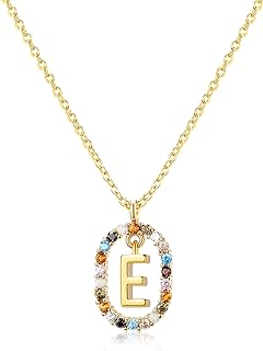 Gold Necklace for Women Initial Necklaces,Crystal Gold Chain Gemstone Name Necklace, Letter Personalized Pendant Necklaces for Teen Girls Trendy,Crystal Necklace