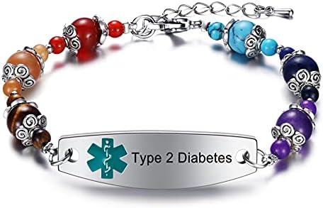 Women's Medical Alert ID Bracelets | Pre Engraved Type 1 Type 2 Diabetes Epilepsy Blood Thinner ID Bracelet | Diabetes Awareness Bracelet