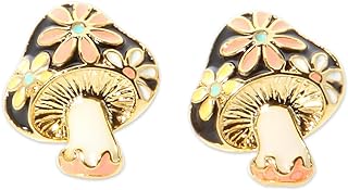 LAONATO Epoxy Mushroom Stud Earrings for Women Girls Black Purple Red