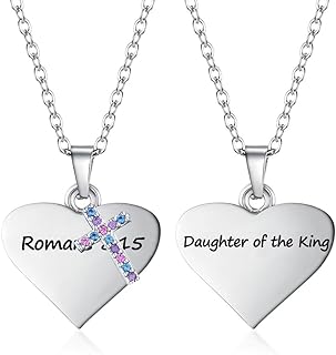 Christian Cross Pendant Necklace for Young Girls and Women - Stainless Steel Curb Chain with Cubic Zirconia - Ideal for Baptism, First Communion, and Religious Celebrations