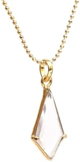 Quartz Crystal Kite Pendant Necklace with 14k Gold Plated, Adjustable Ball Chain - Classy and Lightweight Accessory for Modern Women