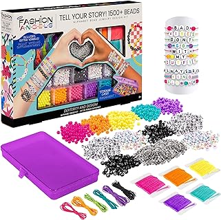 Snap-On Fashion Angels Disney Stitch DIY Bead Bracelet Making Kit in Galaxy Theme, Metallic Pearlescent Beads for Kids, Alphabet Shape Design by Fashion Angels
