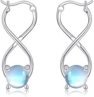 YAFEINI Infinity Moonstone Earrings 925 Sterling Silver Infinity Hoop Earrings Figure 8 Twisted Earrings for Women Girls Jewelry