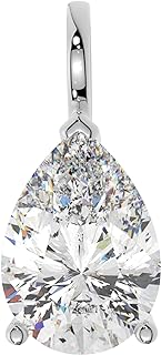 14K Solid White or Yellow Gold Lab Grown Moissanite Diamond Solitaire Pendant Necklaces | Round, Pear, Heart Shape | Pendant Only or with Box/Cable Chain | Made in USA