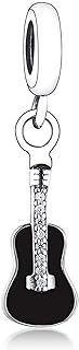 Cool Black Guitar "You Rock" 925 Sterling Silver Pendant Charm Bead For Pandora & Similar Charm Bracelets or Necklaces