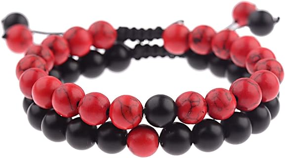 8mm Distance Bracelet Lover Couple Relationship Natural Stone Beads Yoga Bracelet Strand Stretch Bracelet Couple Jewelry for Him or Her Men and Women