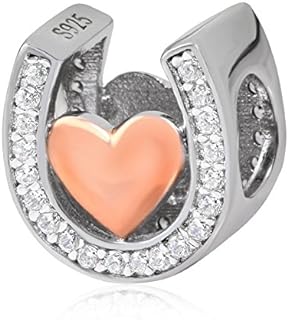 ARTCHARM Horseshoe Lucky Charms-Rose Gold Plated Love Charm Beads Cubic Zirconia Stones fit Women Bracelets