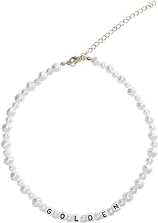 Boho Chic Golden Necklace with Cable Chain & Lobster Clasp for Men & Women - Harry Styles Y2K Alloy & Resin Beaded Design