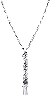 1928 Jewelry Etched Filigree Antique Style Functional Whistle Pendant Necklace For Women 30 Inches