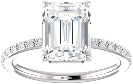 Lalit Gems 2.50 CT Emerald Moissanite Engagement Rings 10K 14K 18K Solid Gold Moissanite Diamond Ring 925 Sterling Silver Solitaire Engagement Wedding Ring