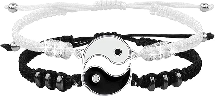 ESROVER Bracelet de l'amitié avec éléments cathodiques et anodiques traditionnels, réglable pour la plupart des tailles de poignet, confortable et résistant pour BFF et couples, parfait pour cadeaux