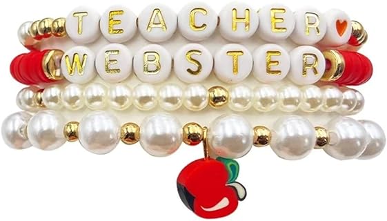 Teacher-Student Stainless Steel Bracelet with Bead Chain and Lobster Claw Clasp; Handmade Bohemian Monogram Beaded Mix Color Accessory; Ideal Teachers' Day Gift
