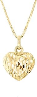 Lucchetta - Women's 14k Gold Puffed 3D Heart Pendant | Necklace 16+2" | Italian Jewelry from Italy
