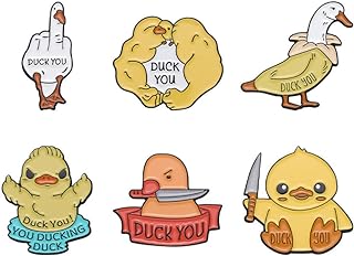 zhanghaoran 6 Pcs Lovely Animal Enamel Pins Duck You Brooches Cute Animal Badges for Clothes Accessories Jewelry Backpacks Decor Gifts for Friends Family, Yellow