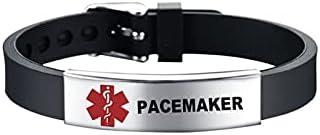 Medical Alert Bracelets for Women Adjustable Stainless Steel Silicone Emergency Awareness Medical ID Bracelet Wristband