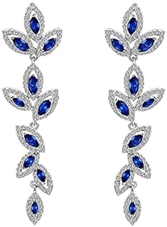UDYLGOON Women Chandelier Leaves Wedding Prom Earrings Cubic Zirconia Crystal Drop Dangle Earrings for Bride Bridesmaid