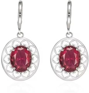 GUCABE Fashion Stud Drop Dangle Earrings Set for Women Girls Vintage Women Pear-Shaped Carved Faux Ruby Dangle Earrings Eardrop Jewelry Gift